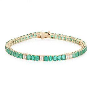 Regal Rhythm 14K (or 18k upon request) Yellow Gold Emerald Line Bracelet